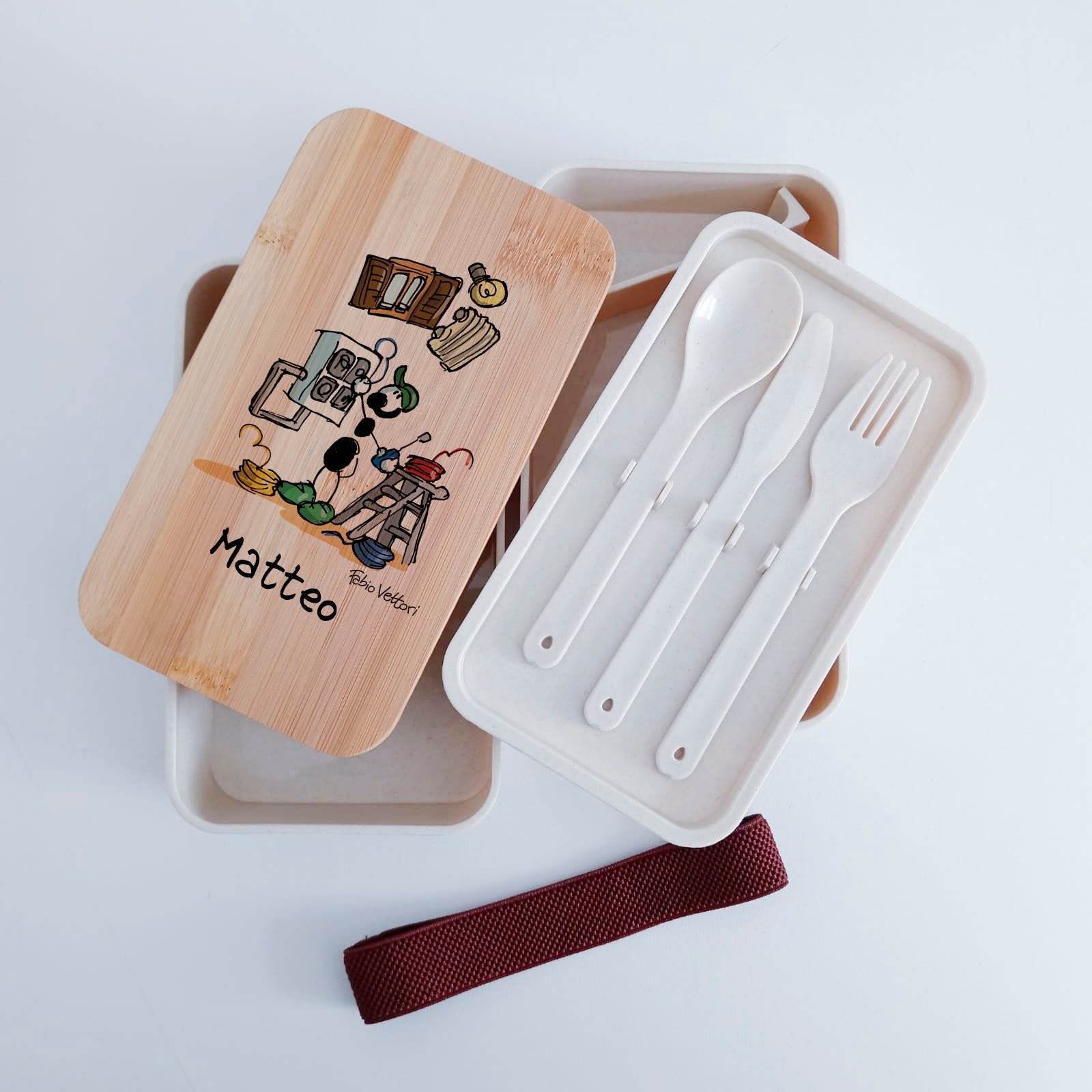 Lunch Box with Cutlery Holder Band Personalized "Electrician" Subject