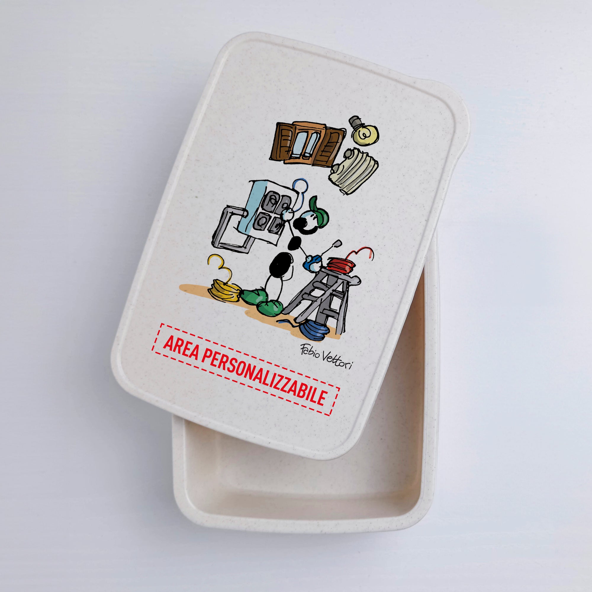 Scatola Porta Pranzo con Fascia Porta Posate Personalizzata soggetto "Elettricista"