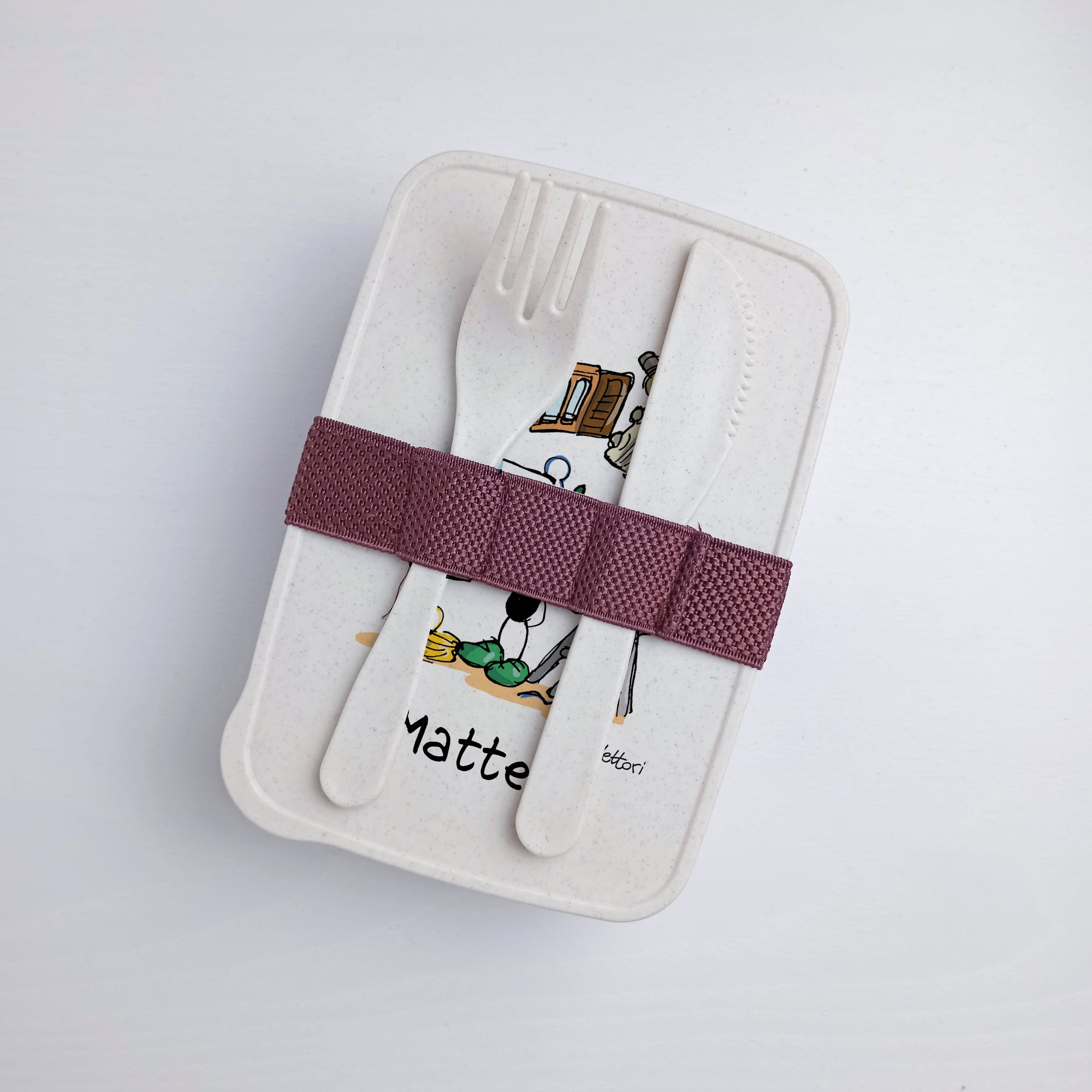 Scatola Porta Pranzo con Fascia Porta Posate Personalizzata soggetto "Elettricista"