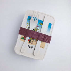 Lunch Box with Cutlery Holder Band Personalized with "Helicopter Rescue" Theme
