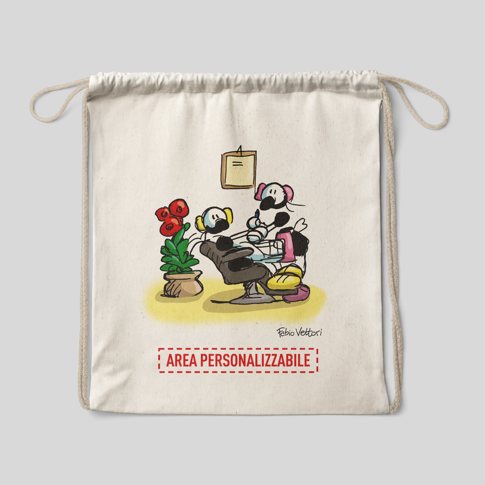 Sacca zaino personalizzata in cotone soggetto "Estetista"