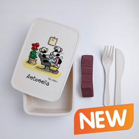 Scatola Porta Pranzo con Fascia Porta Posate Personalizzata soggetto "Estetista"