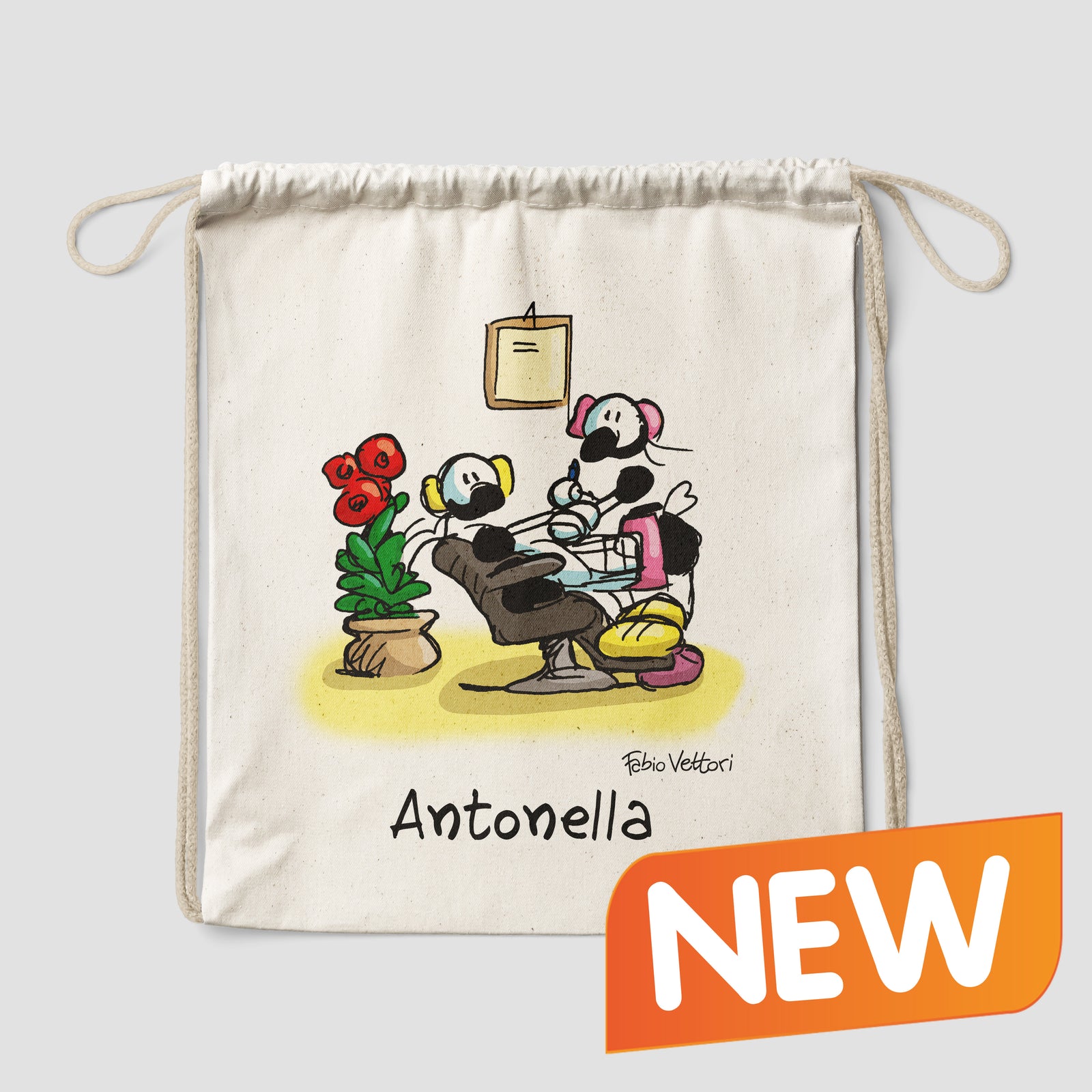 Sacca zaino personalizzata in cotone soggetto "Estetista"