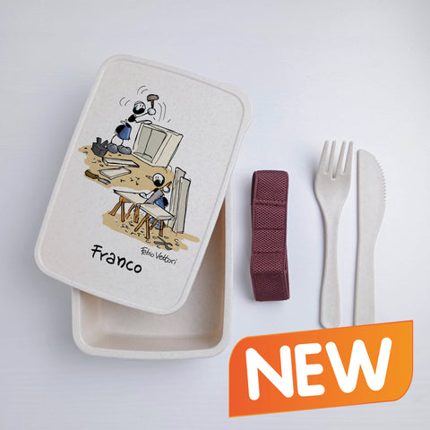 Scatola Porta Pranzo con Fascia Porta Posate Personalizzata soggetto "Falegname"