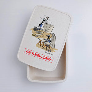 Lunch Box with Cutlery Holder Band Personalized with "Carpenter" Theme
