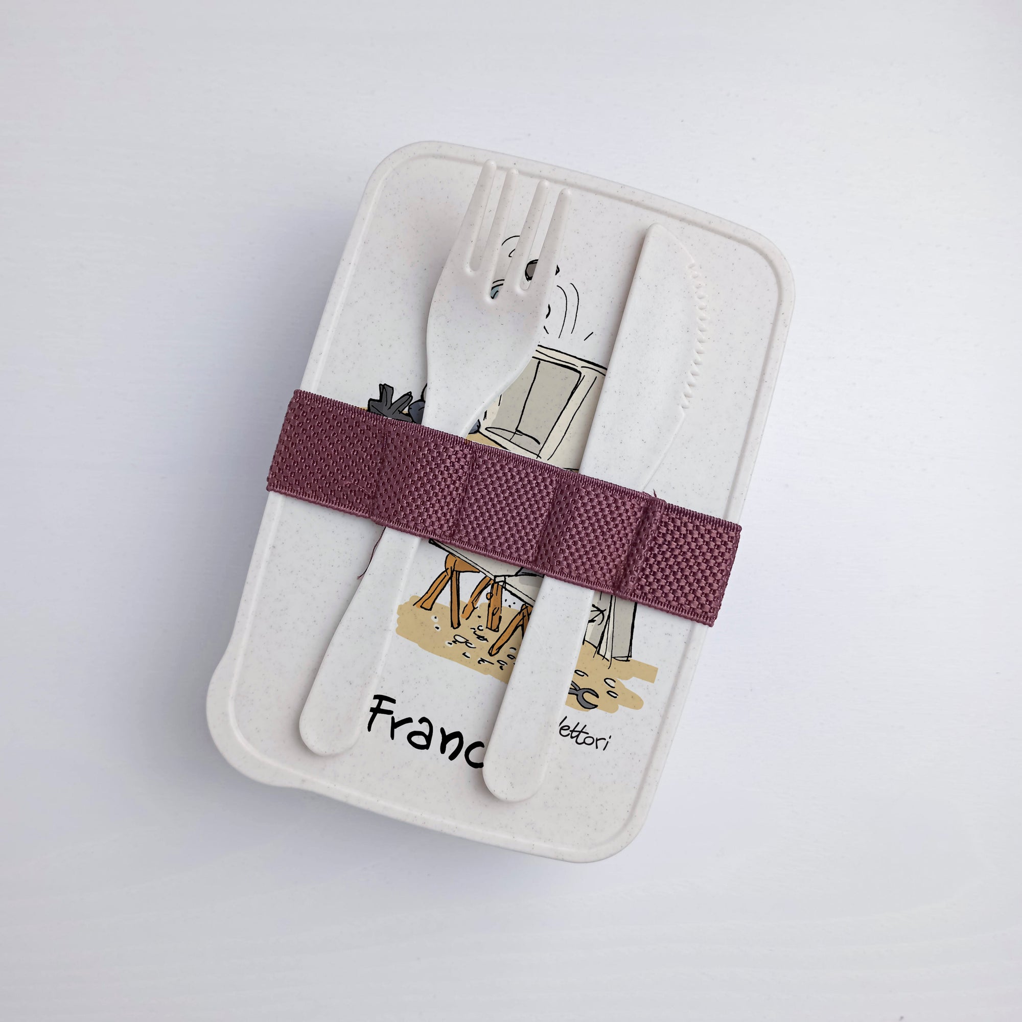 Lunch Box with Cutlery Holder Band Personalized with "Carpenter" Theme