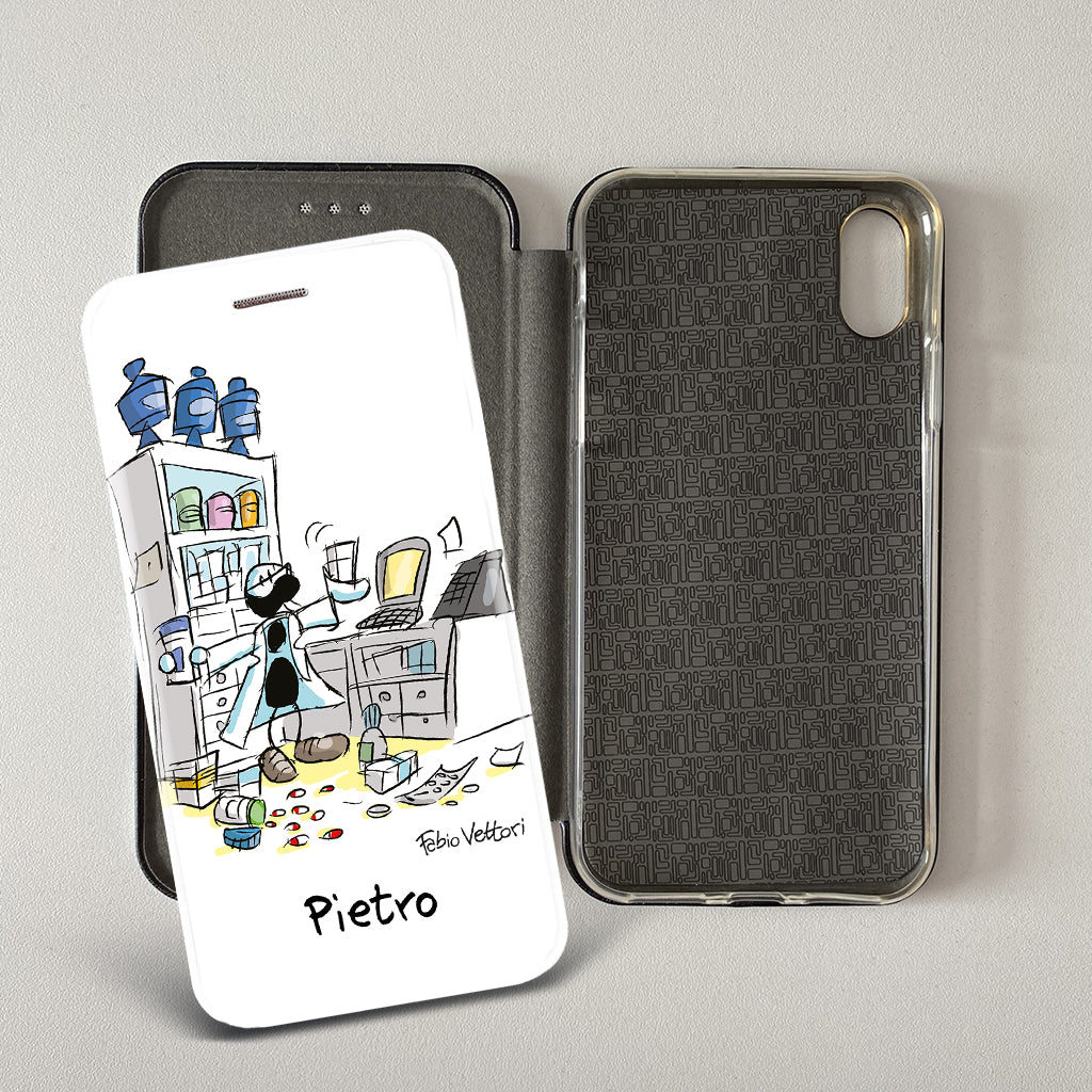 Customized artistic cover for Smartphone subject "Pizza Chef" model with "Book" opening