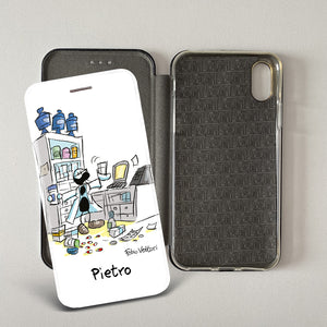Customized artistic cover for Smartphone subject "Pizza Chef" model with "Book" opening