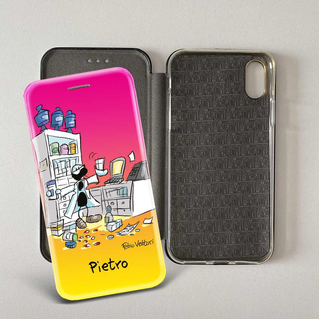 Customized artistic cover for Smartphone subject "Pizza Chef" model with "Book" opening