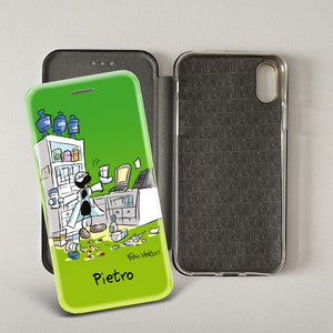 Customized artistic cover for Smartphone subject "Pizza Chef" model with "Book" opening