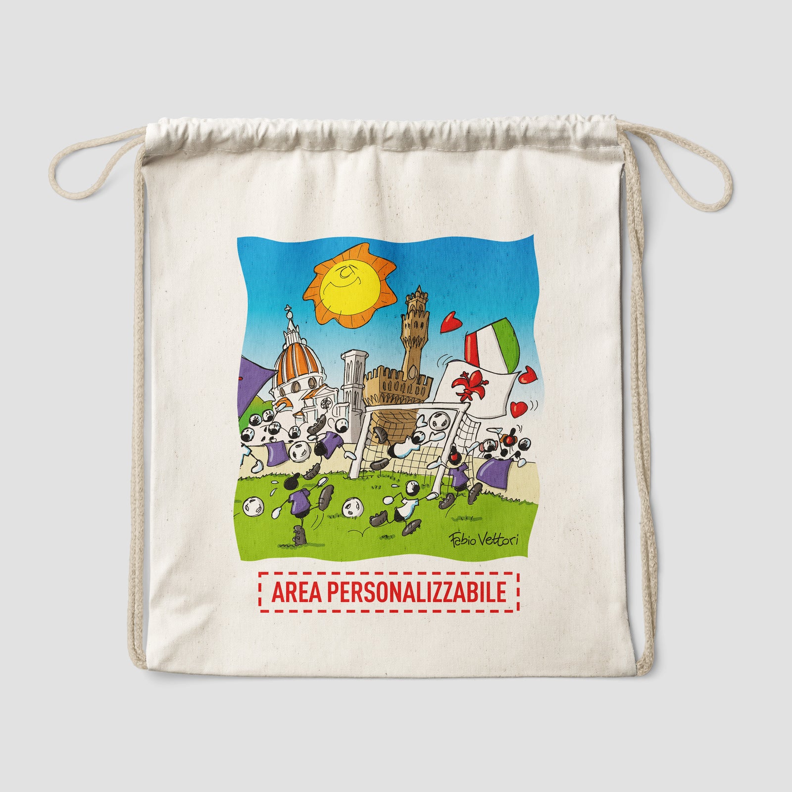 Sacca zaino personalizzata in cotone soggetto "Fiorentina"