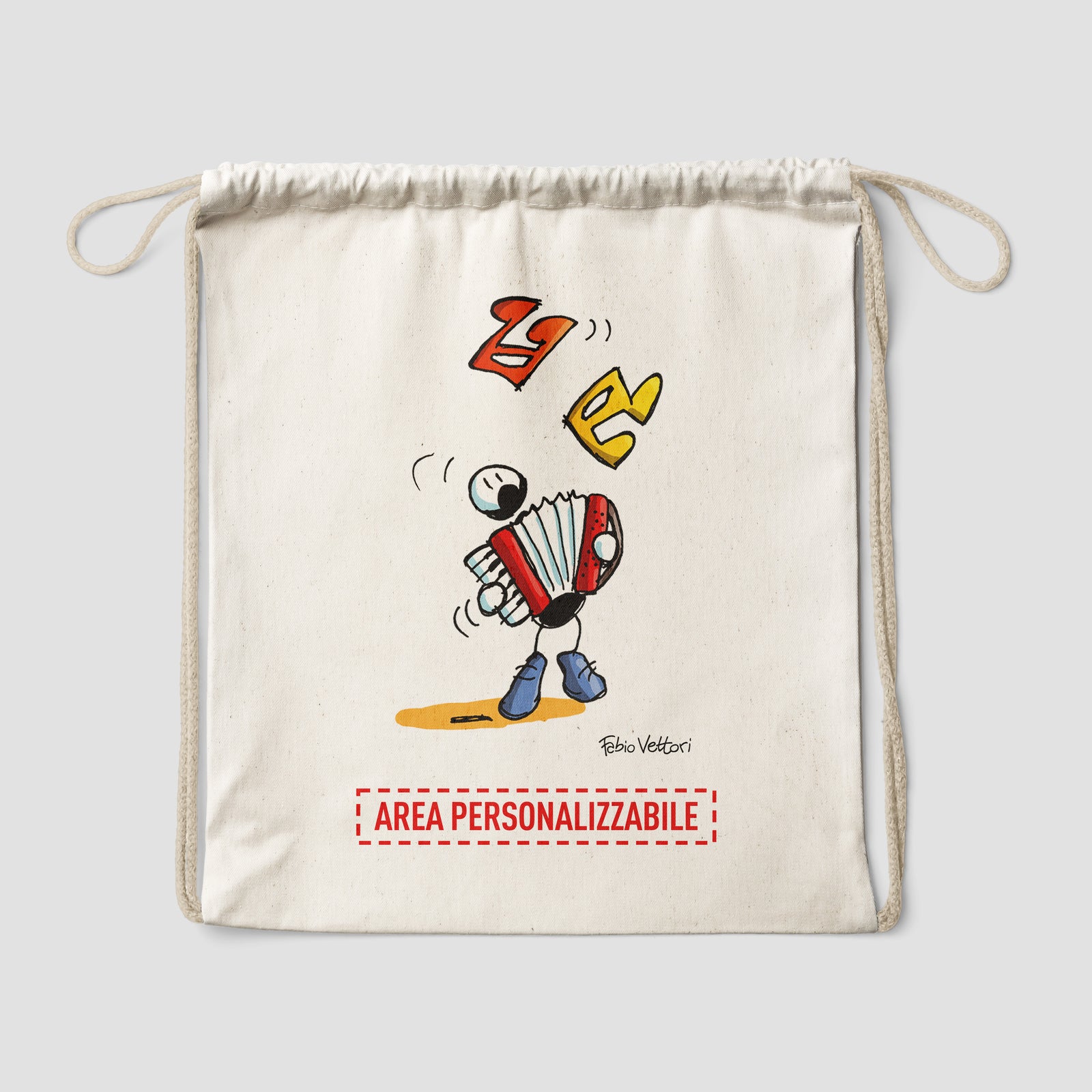 Sacca zaino personalizzata in cotone soggetto "Fisarmonica"