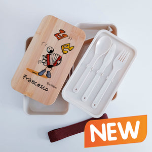 Lunch Box with Cutlery Holder Band Personalized with "Accordion" Theme