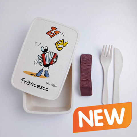 Scatola Porta Pranzo con Fascia Porta Posate Personalizzata soggetto "Fisarmonica"