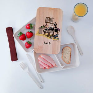 Lunch Box with Cutlery Holder Band Personalized with "Accordion" Theme