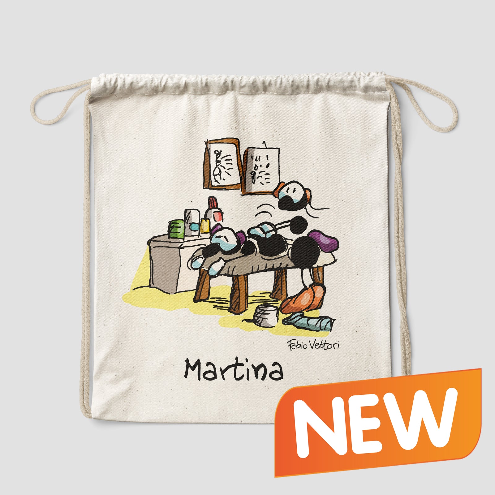 Sacca zaino personalizzata in cotone soggetto "Fisioterapisti"