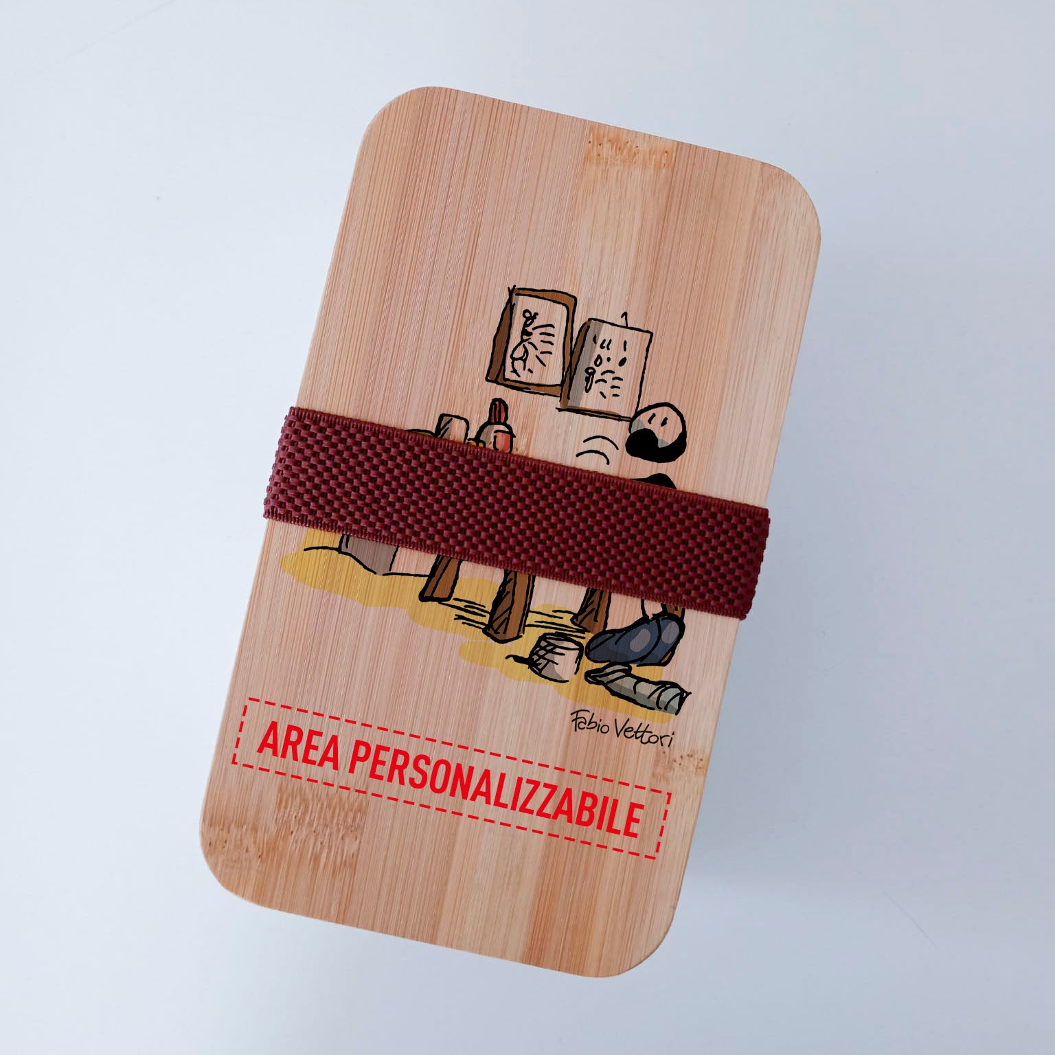 Scatola Porta Pranzo con coperchio in bambù e Posate Personalizzata soggetto "Fisioterapisti"