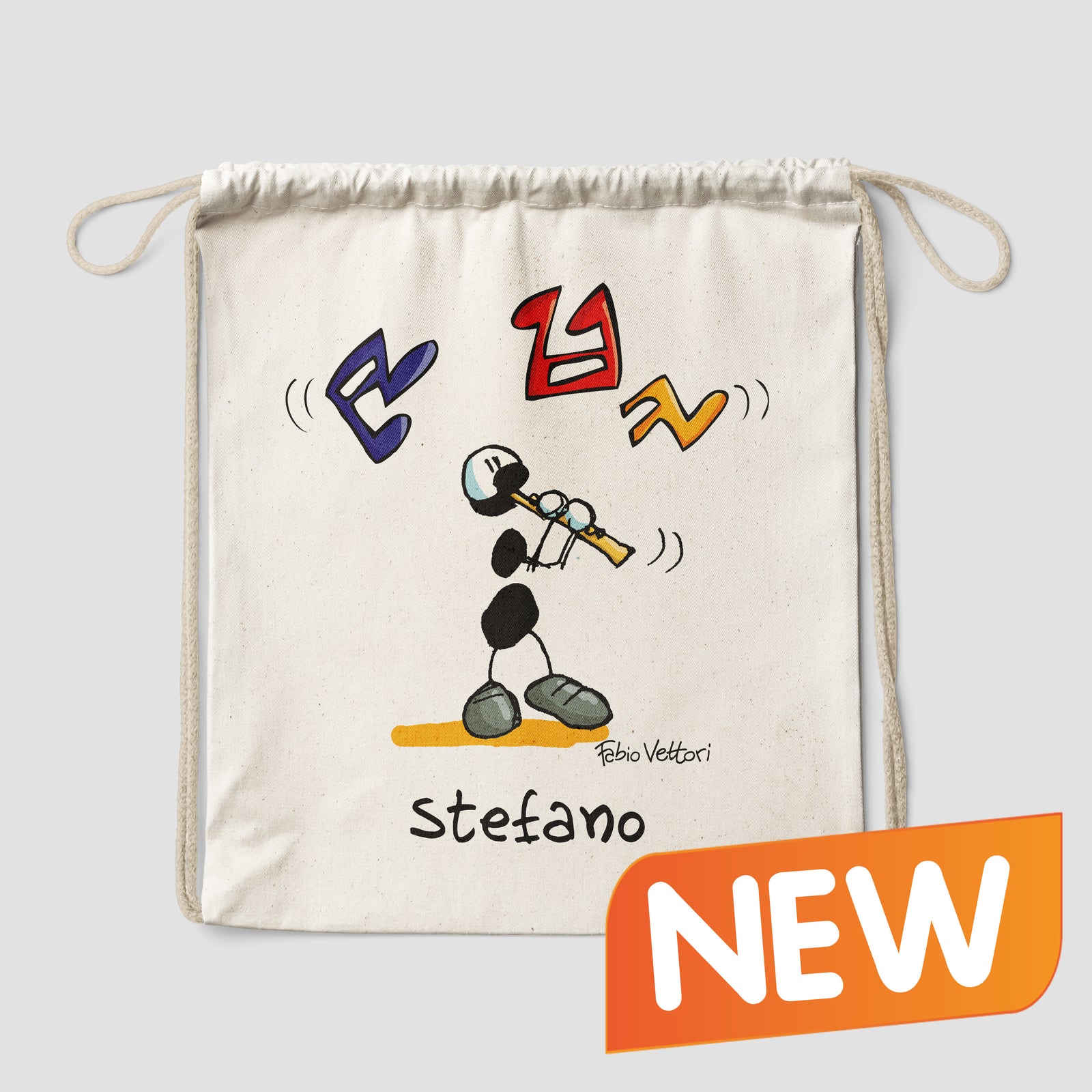 Sacca zaino personalizzata in cotone soggetto "Flautista"