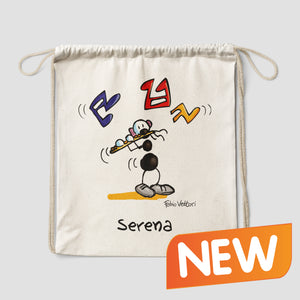 Personalized cotton backpack bag with "Transverse Flute" theme
