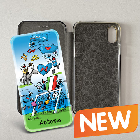 Cover artistica per Smartphone Personalizzata soggetto "Forza Napoli" modello con apertura "a Libro"