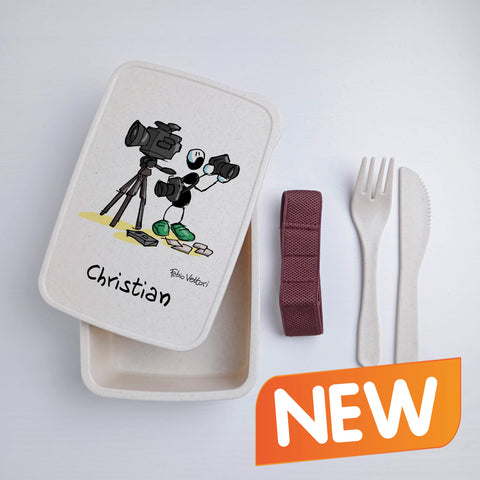 Scatola Porta Pranzo con Fascia Porta Posate Personalizzata soggetto "Fotografi"