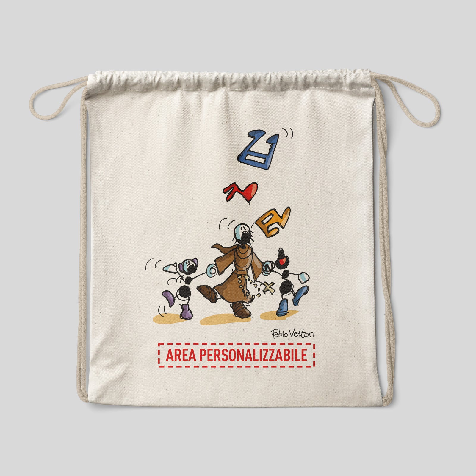 Sacca zaino personalizzata in cotone soggetto "Frate"