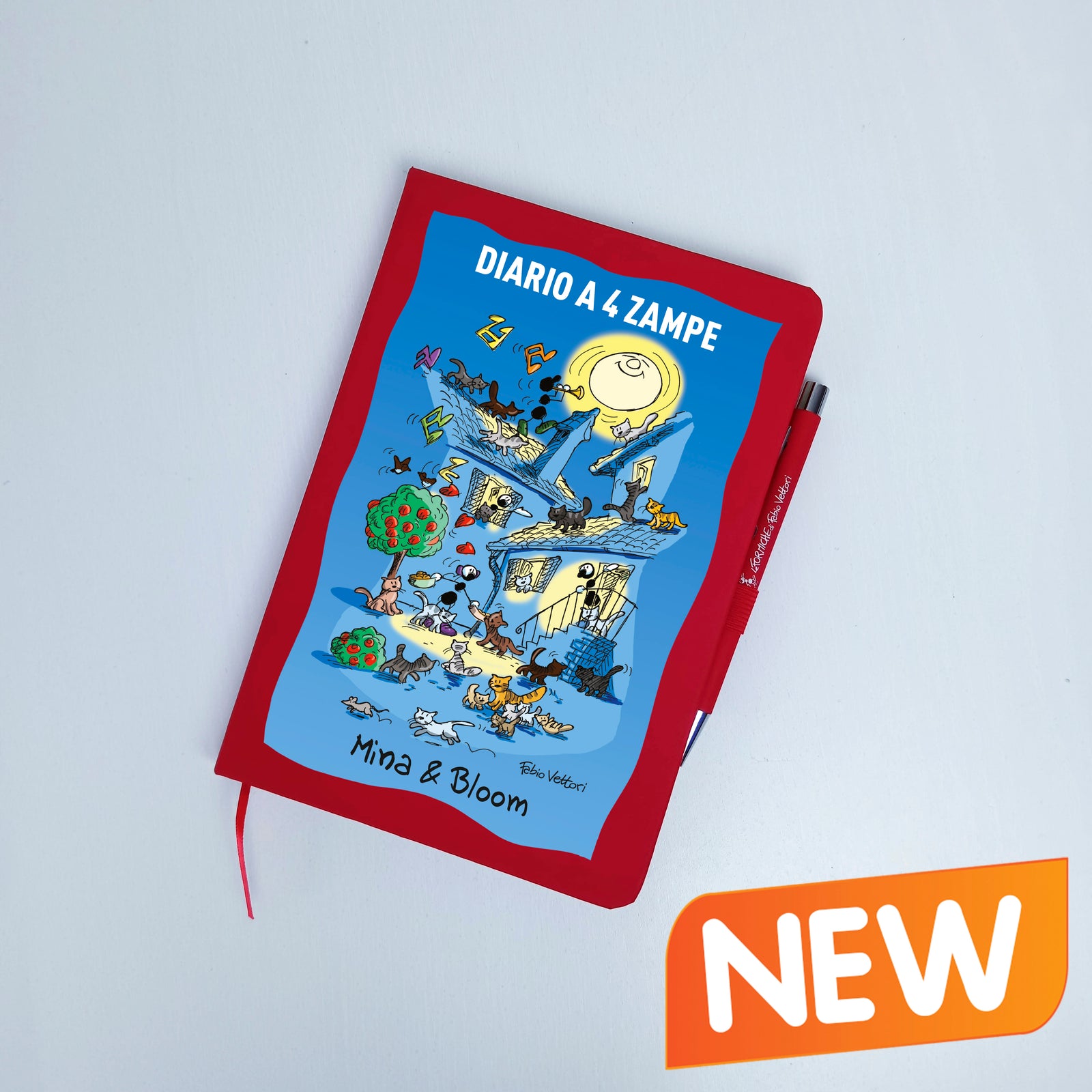 Customizable A5 Notebook with pen subject "4-Legged Diary - Cats"