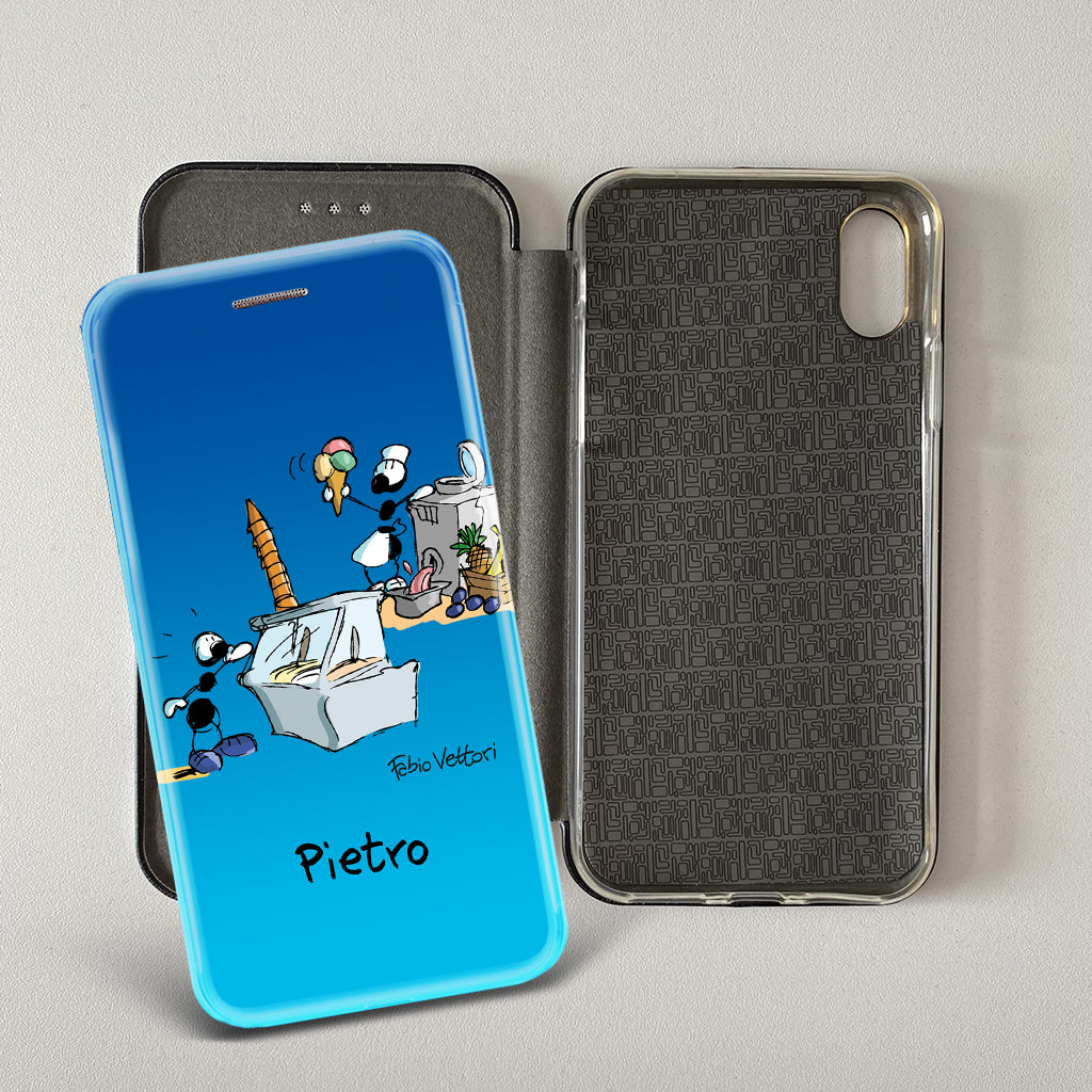 Customized artistic cover for Smartphone subject "Pizza Chef" model with "Book" opening