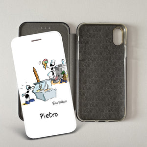 Customized artistic cover for Smartphone subject "Pizza Chef" model with "Book" opening