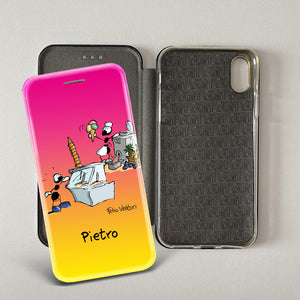 Customized artistic cover for Smartphone subject "Pizza Chef" model with "Book" opening