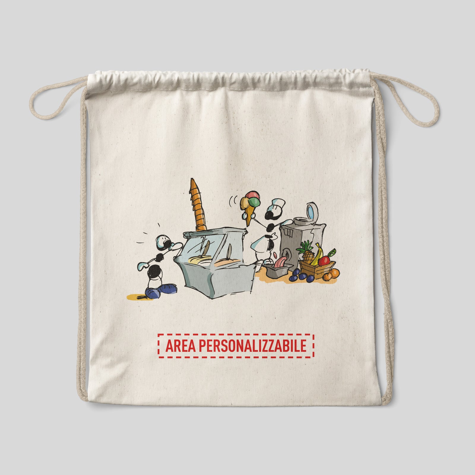 Sacca zaino personalizzata in cotone soggetto "Gelataio"