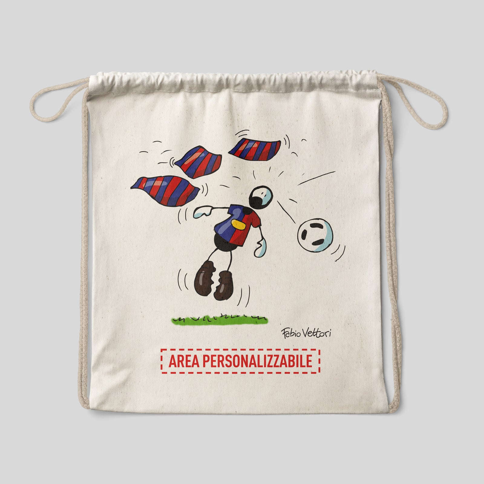 Sacca zaino personalizzata in cotone soggetto "Forza Genoa"