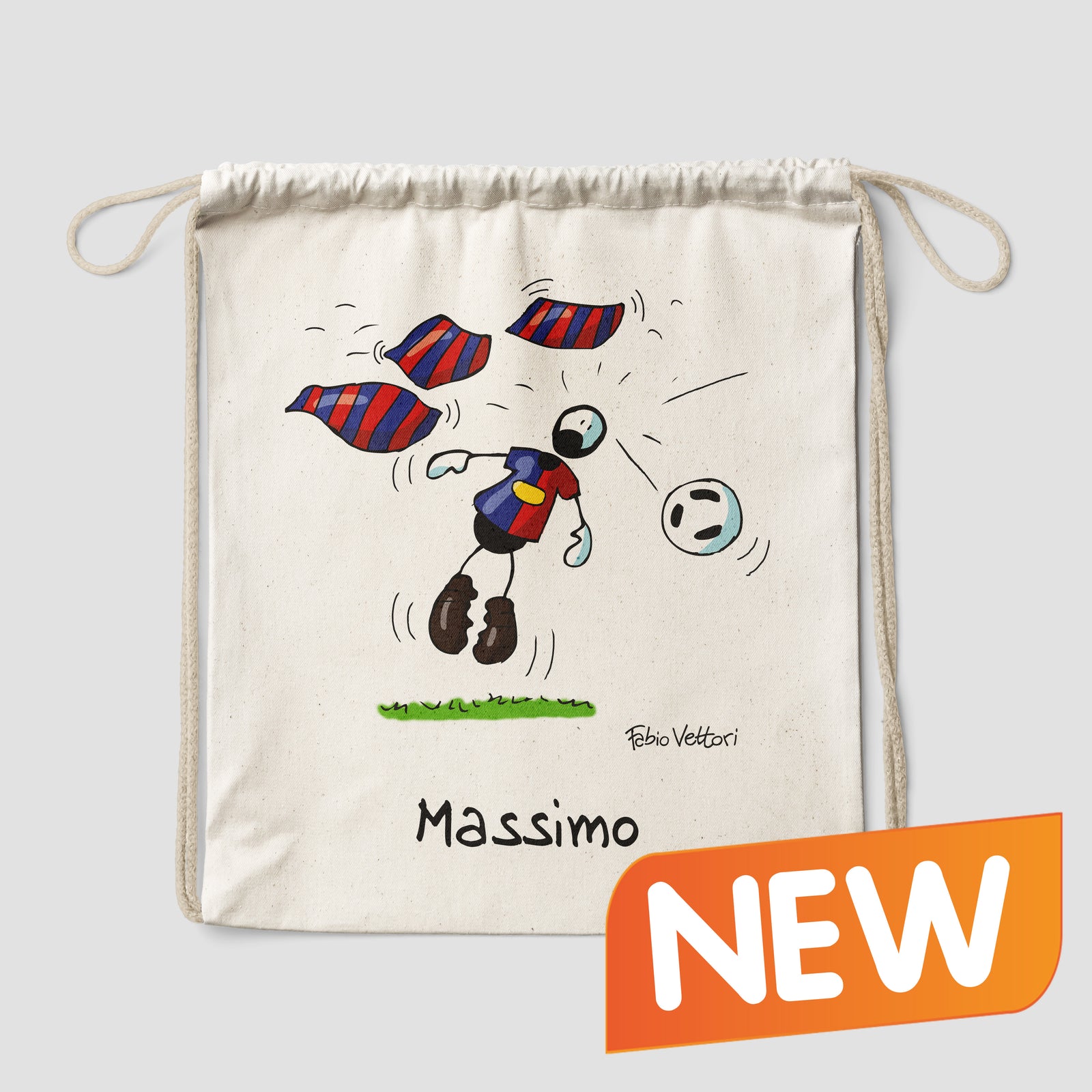 Sacca zaino personalizzata in cotone soggetto "Forza Genoa"