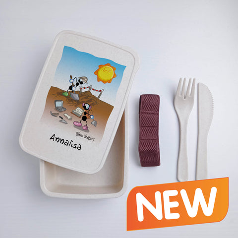 Scatola Porta Pranzo con Fascia Porta Posate Personalizzata soggetto "Geologi"