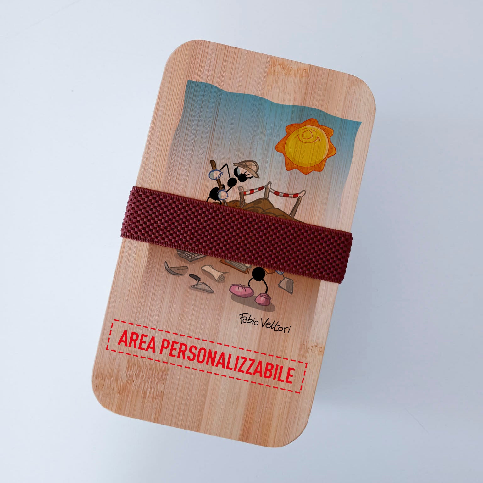 Scatola Porta Pranzo con coperchio in bambù e Posate Personalizzata soggetto "Geologi"