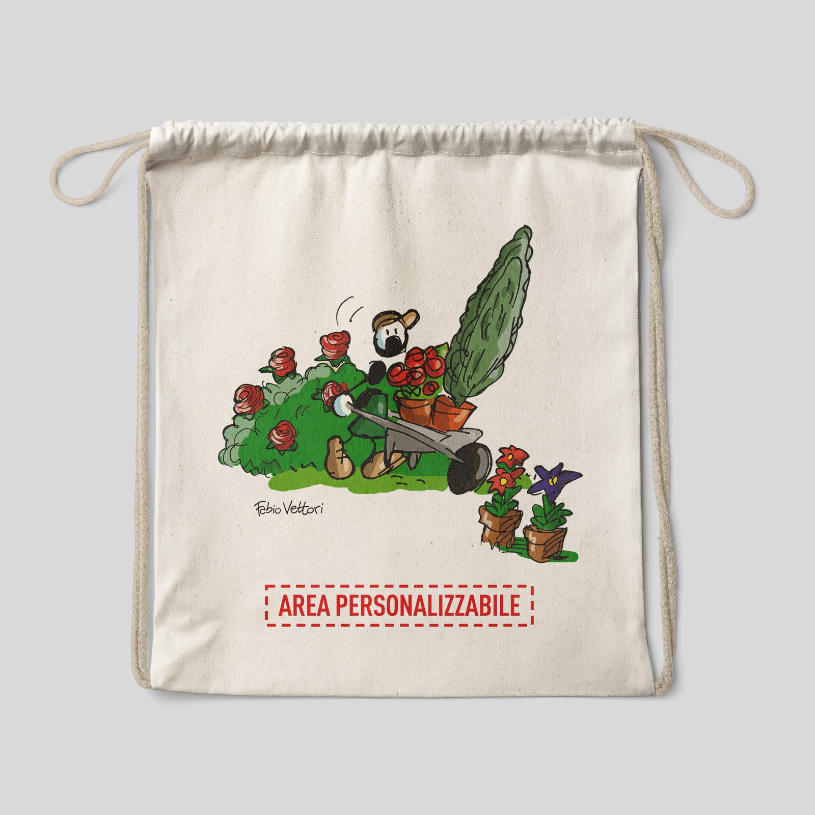 Sacca zaino personalizzata in cotone soggetto "Giardiniere"