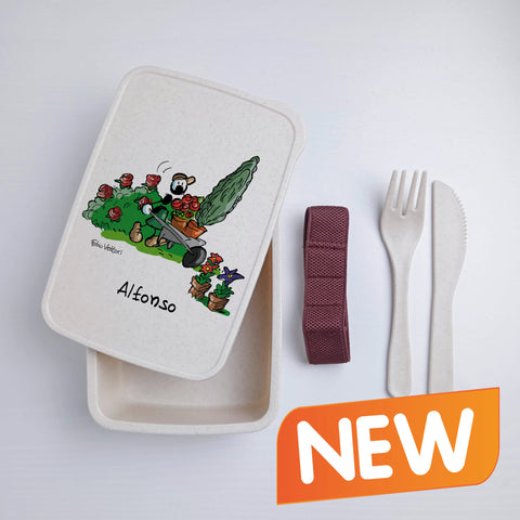 Scatola Porta Pranzo con Fascia Porta Posate Personalizzata soggetto "Giardiniere"