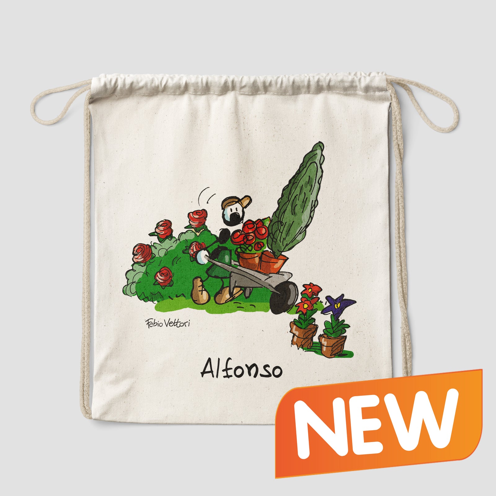 Sacca zaino personalizzata in cotone soggetto "Giardiniere"