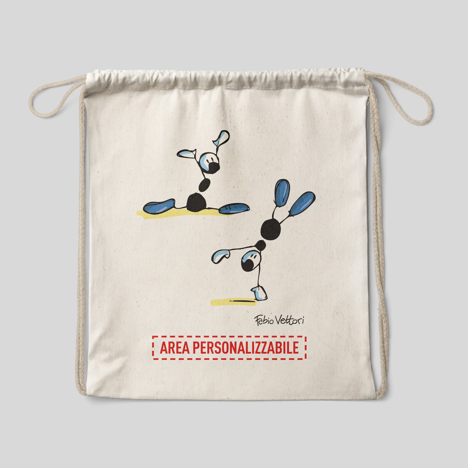 Sacca zaino personalizzata in cotone soggetto "Ginnasta"