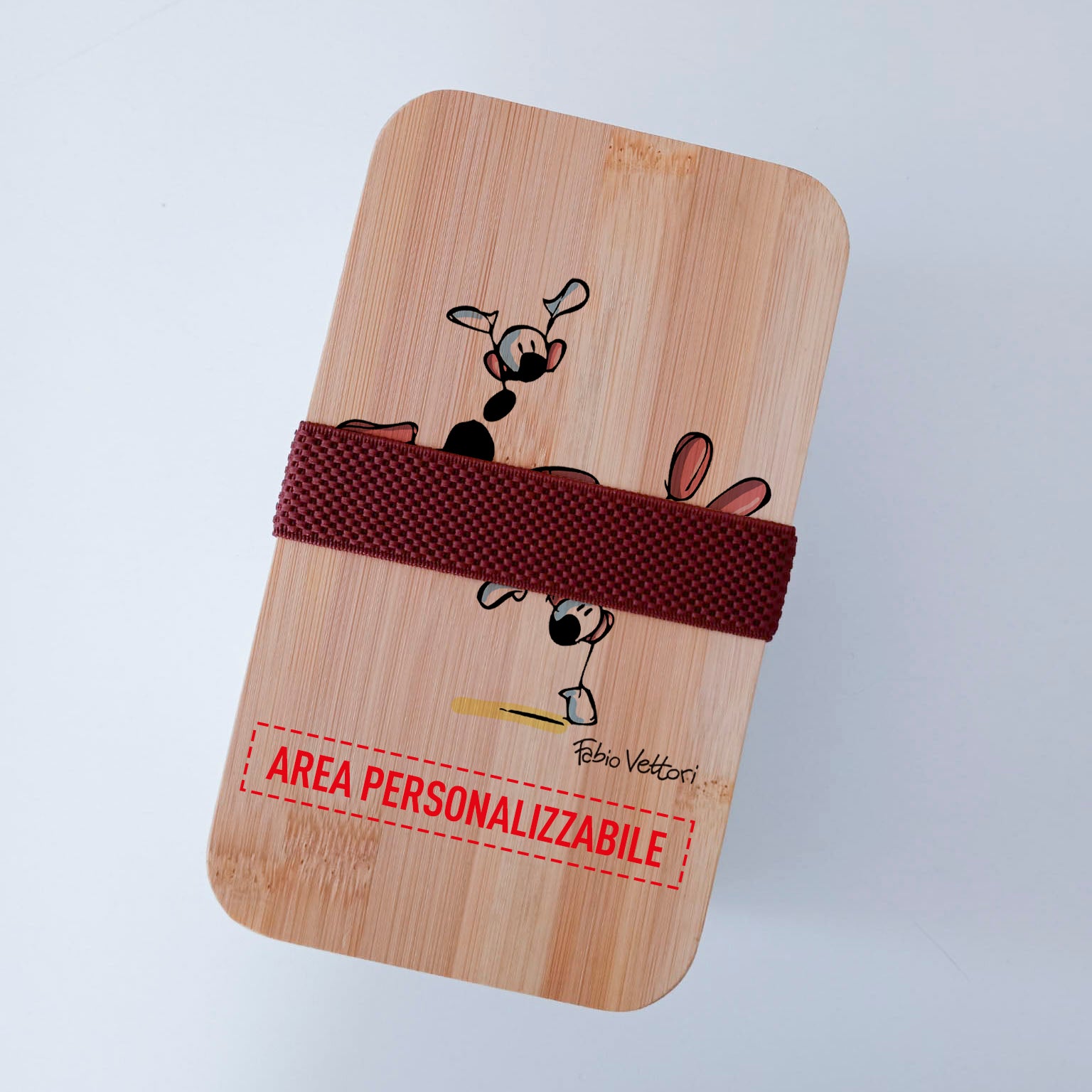 Scatola Porta Pranzo con coperchio in bambù e Posate Personalizzata soggetto "Ginnasta"
