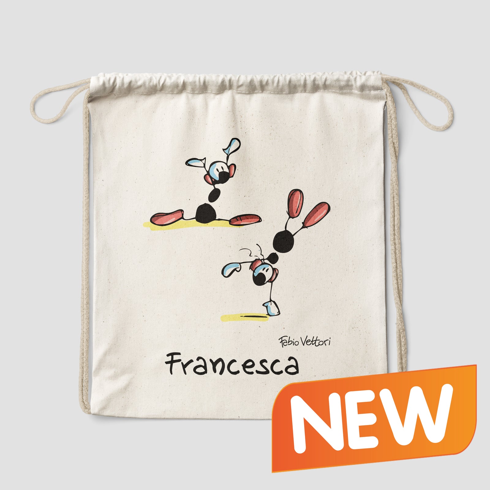 Sacca zaino personalizzata in cotone soggetto "Ginnasta"