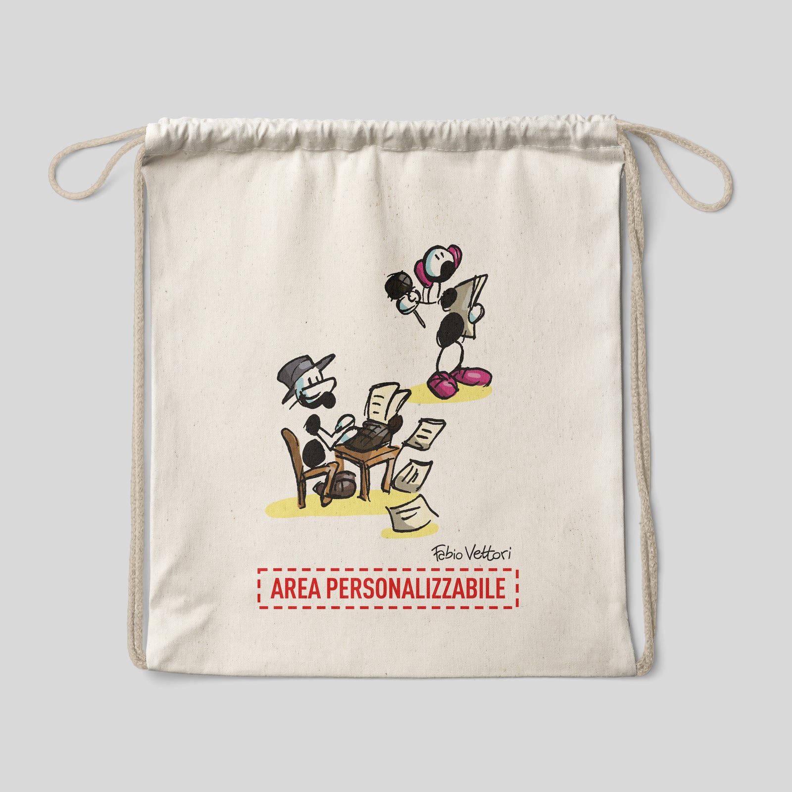 Sacca zaino personalizzata in cotone soggetto "Giornalisti"