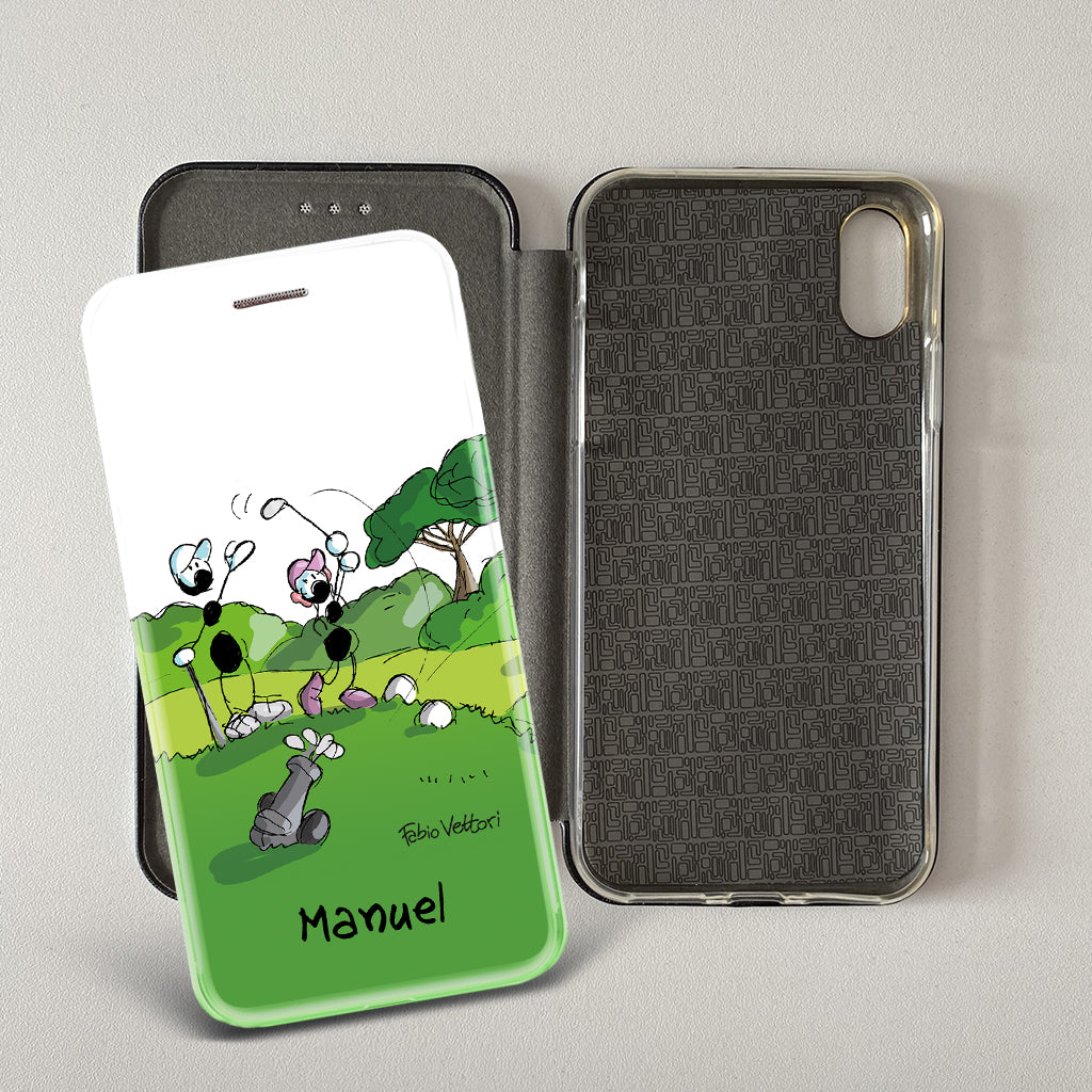 Cover artistica per Smartphone Personalizzata soggetto "Golf" modello con apertura "a Libro"