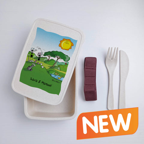 Scatola Porta Pranzo con Fascia Porta Posate Personalizzata soggetto "Golf"