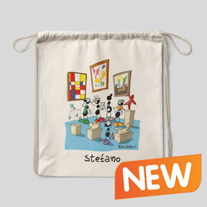 Sacca zaino personalizzata in cotone soggetto "Guida museale"