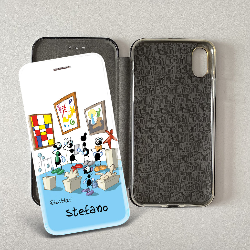 Cover artistica per Smartphone Personalizzata soggetto "Guida museale" modello con apertura "a Libro"