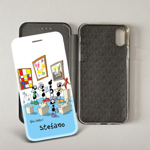 Cover artistica per Smartphone Personalizzata soggetto "Guida museale" modello con apertura "a Libro"