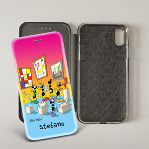 Cover artistica per Smartphone Personalizzata soggetto "Guida museale" modello con apertura "a Libro"