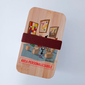 Lunch Box with Cutlery Holder Band Personalized "Museum Guide" Subject