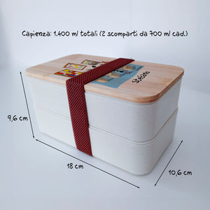 Lunch Box with Cutlery Holder Band Personalized "Museum Guide" Subject